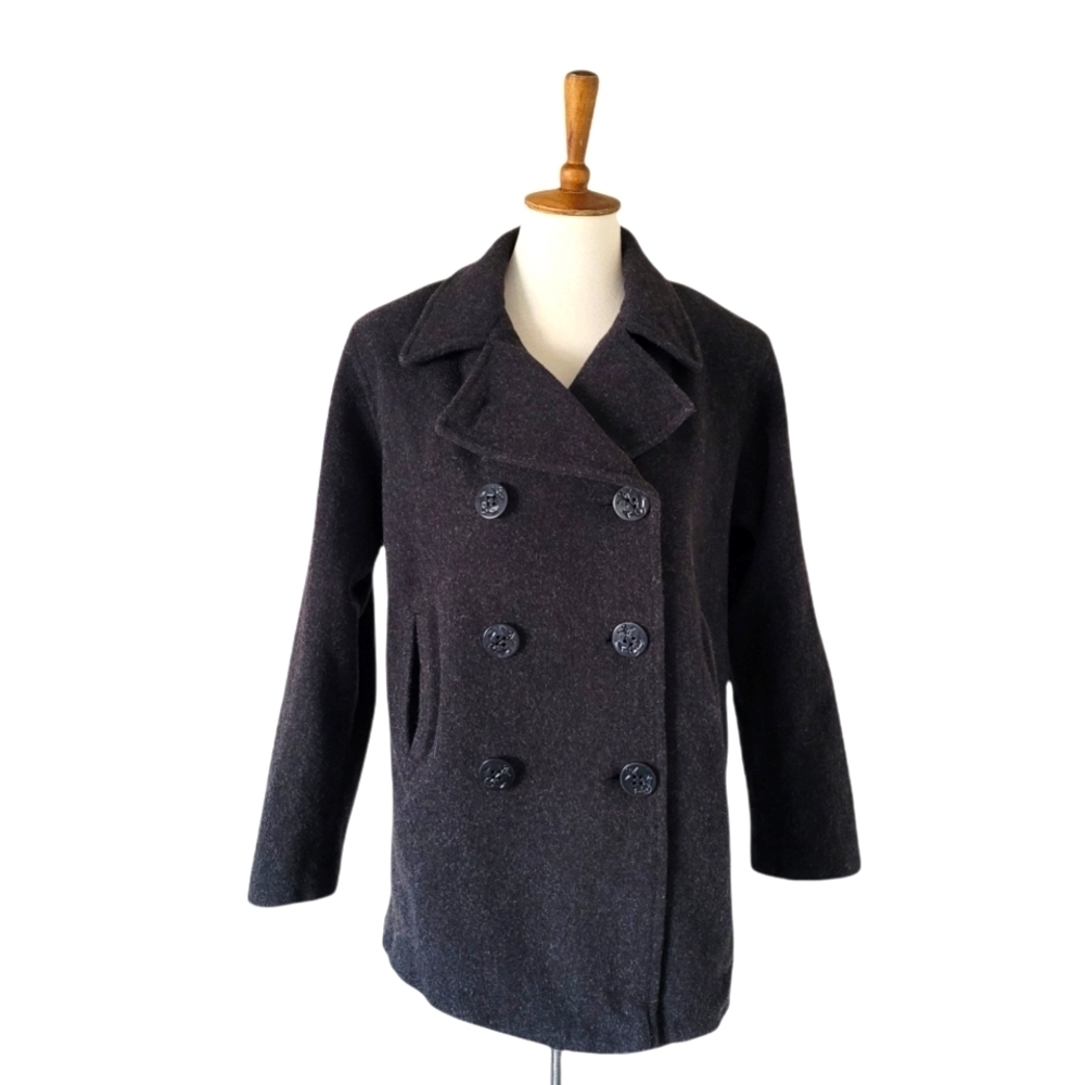 Vintage - J Percy Dark Gray Merino Wool Double Breasted Pea Coat